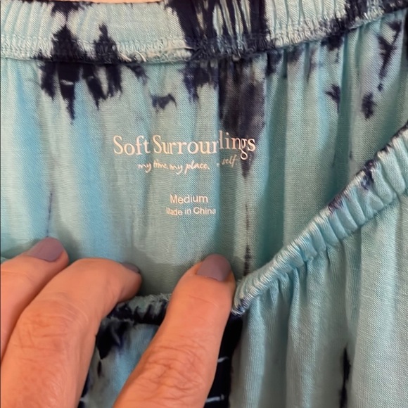 Soft Surroundings Blue Tie-Dye Elastic Off Shoulder Peak Overlap Maxi Dress - Picture 2 of 11